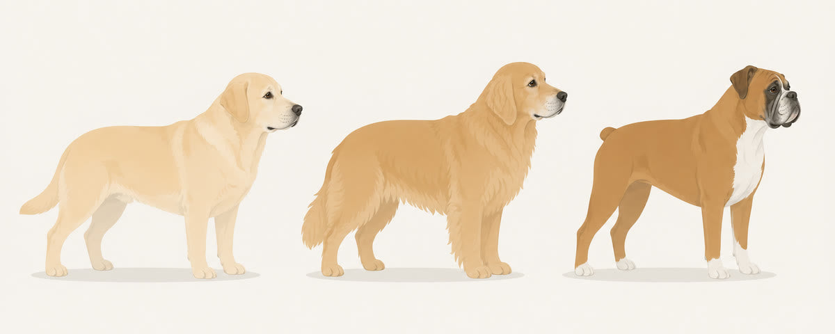 Illustrated Labrador, Golden Retriever and Boxer